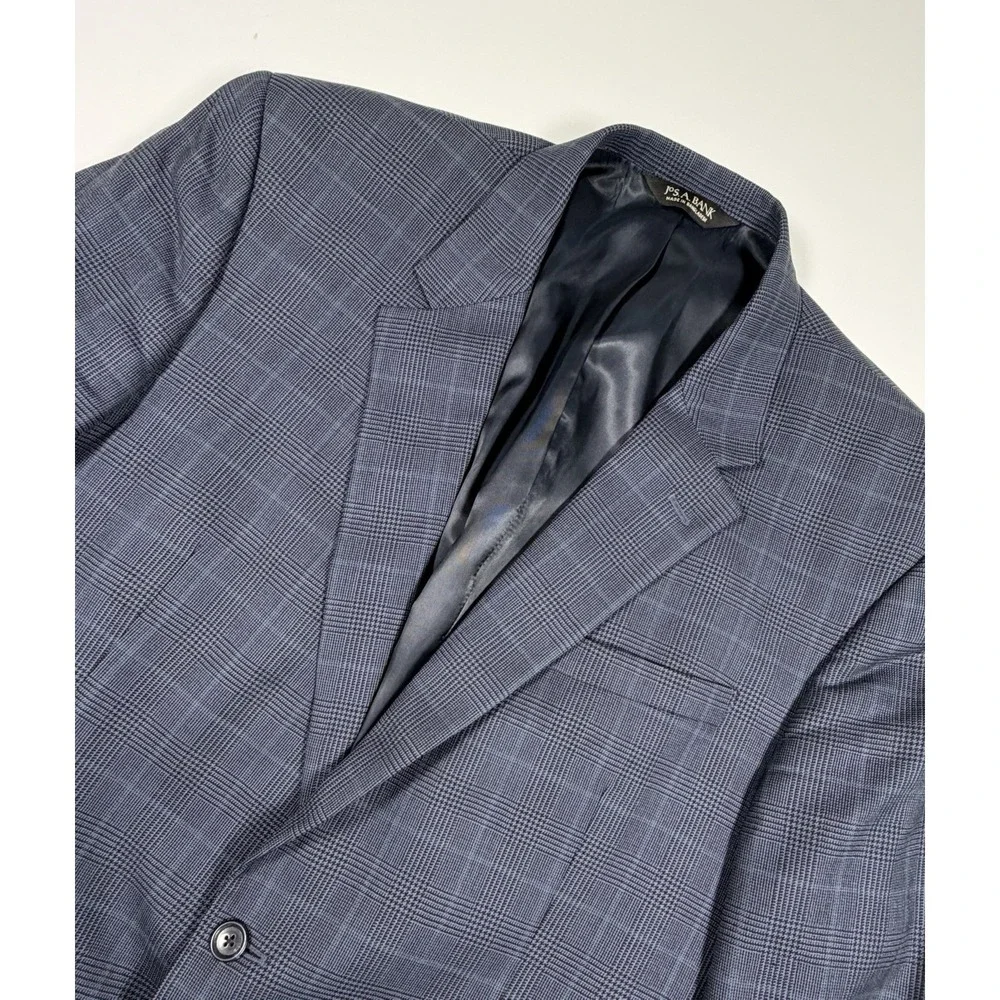Jos. A. Bank Blue Glen Plaid Blazer Jacket Sports Coat Men's 46L Wool